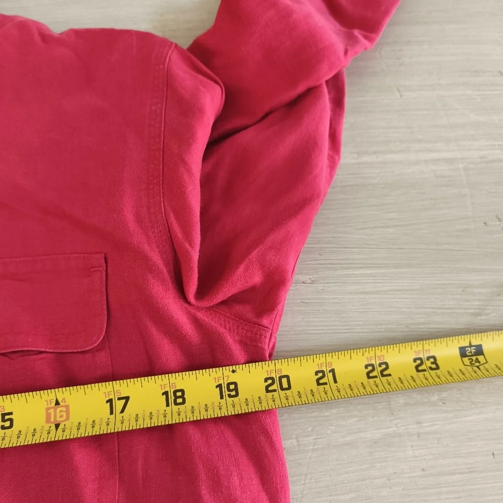 90s y2k Lauren Ralph Lauren 100% Linen Button Down Top sz M Red Preppy Old Money